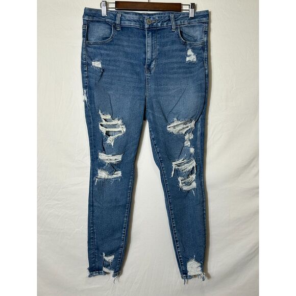 American Eagle Next Level Stretch Curvy Hi Rise Jeggings Distressed, Size 16S - Picture 1 of 5